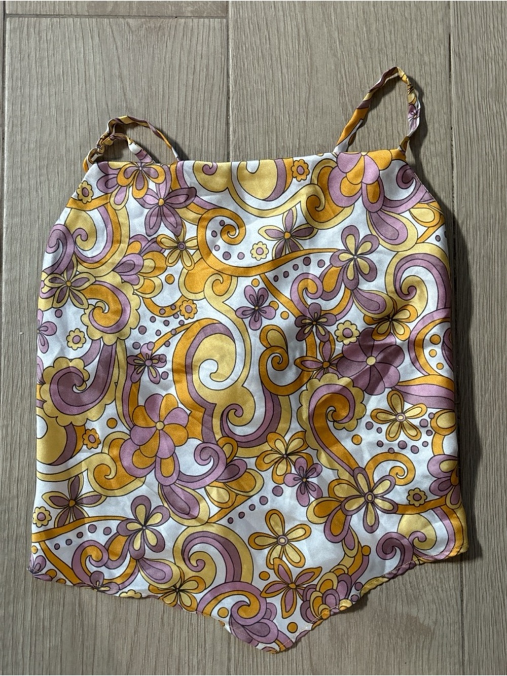 Bwear Yellow & Lavender Swirl Print Spaghetti Strap Top